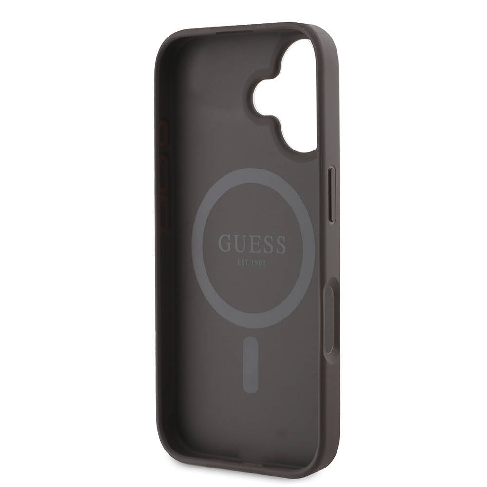 MagSafe Case for Apple iPhone 16 Plus, Guess, 4G Printed Stripes, Brown