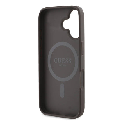 MagSafe Case for Apple iPhone 16 Plus, Guess, 4G Printed Stripes, Brown