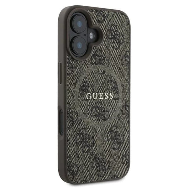 MagSafe Case for Apple iPhone 16 Plus, Guess, 4G Ring Classic Logo, Brown