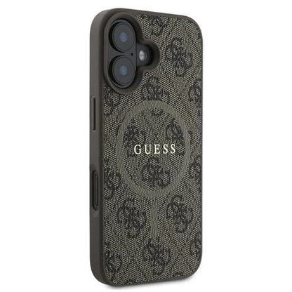 MagSafe Case for Apple iPhone 16 Plus, Guess, 4G Ring Classic Logo, Brown