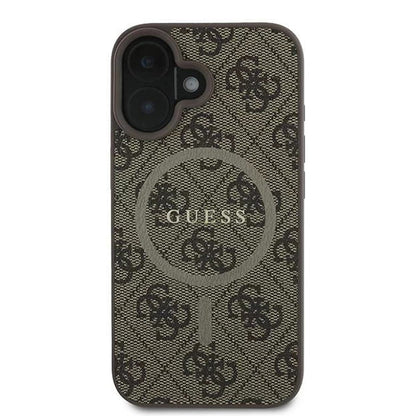 MagSafe Case for Apple iPhone 16 Plus, Guess, 4G Ring Classic Logo, Brown