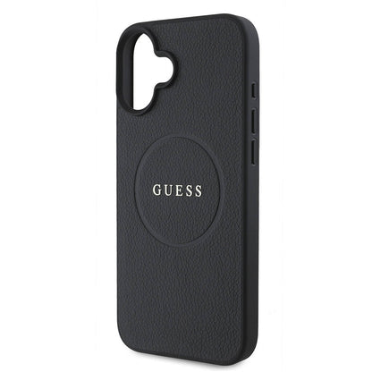MagSafe Case for Apple iPhone 16 Plus, Guess, Grained Gold Ring, Black