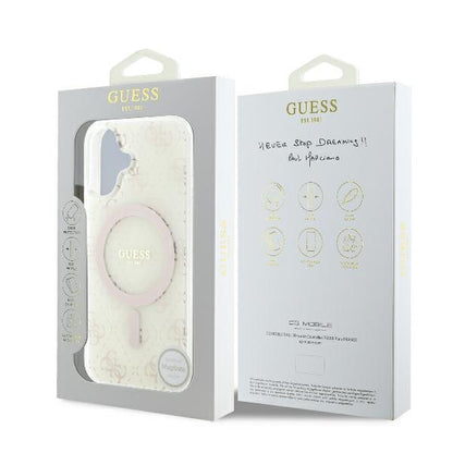 MagSafe Case for Apple iPhone 16 Plus, Guess, IML 4G Background, White