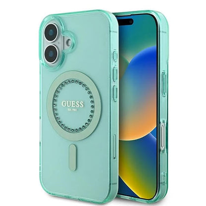 MagSafe tok Apple iPhone 16 Plus-hoz, Guess, IML Rhinestone, Zöld