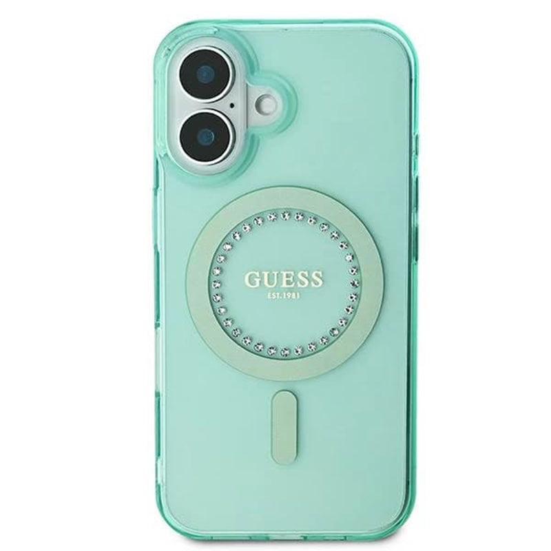 MagSafe tok Apple iPhone 16 Plus-hoz, Guess, IML Rhinestone, Zöld