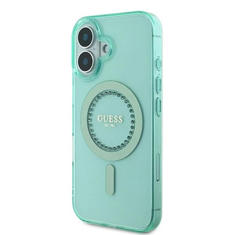 MagSafe tok Apple iPhone 16 Plus-hoz, Guess, IML Rhinestone, Zöld