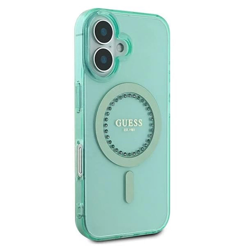 MagSafe tok Apple iPhone 16 Plus-hoz, Guess, IML Rhinestone, Zöld