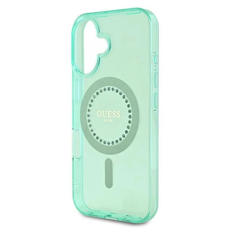 MagSafe tok Apple iPhone 16 Plus-hoz, Guess, IML Rhinestone, Zöld