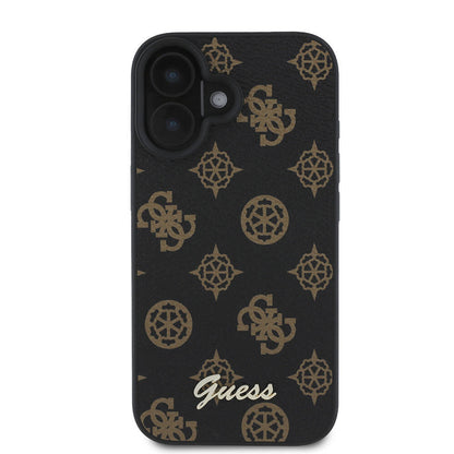 MagSafe Case for Apple iPhone 16 Plus, Guess, Peony Script, Black