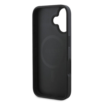 MagSafe Case for Apple iPhone 16 Plus, Guess, Peony Script, Black