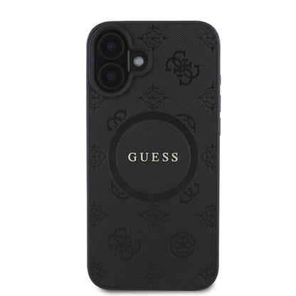 MagSafe tok Apple iPhone 16 Plus-hoz, Guess, Saffiano Peony Classic Logo, Rózsaszín