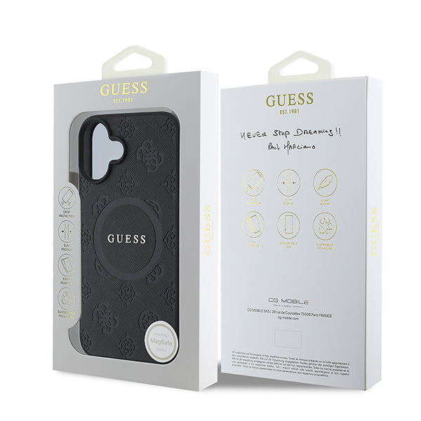 MagSafe tok Apple iPhone 16 Plus-hoz, Guess, Saffiano Peony Classic Logo, Rózsaszín