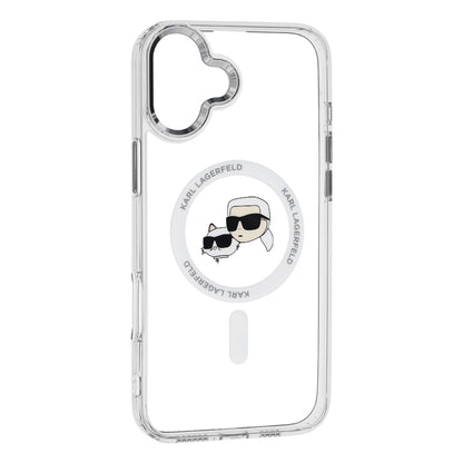 MagSafe tok Apple iPhone 16 Plus-hoz, Karl Lagerfeld, IML Metal Karl & Choupette's Heads, Fehér