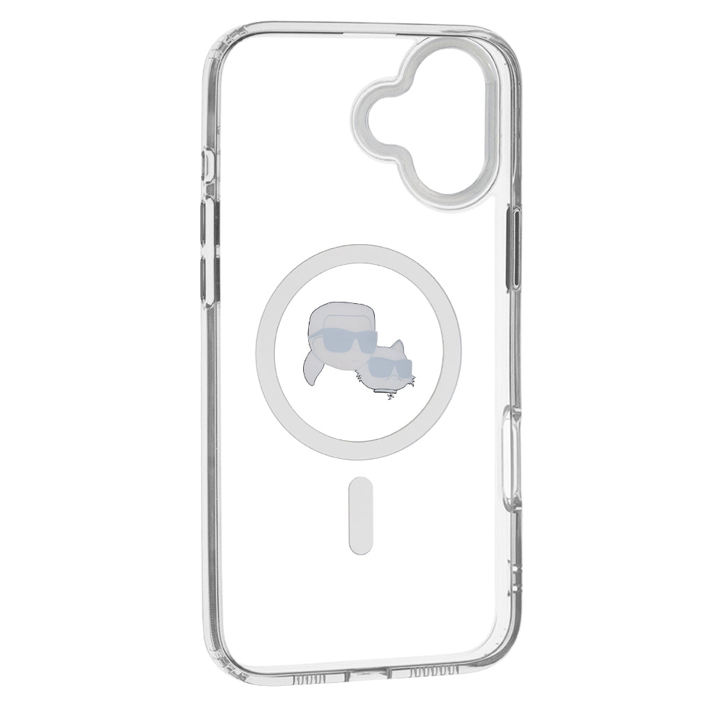 MagSafe tok Apple iPhone 16 Plus-hoz, Karl Lagerfeld, IML Metal Karl & Choupette's Heads, Fehér