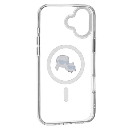 MagSafe tok Apple iPhone 16 Plus-hoz, Karl Lagerfeld, IML Metal Karl & Choupette's Heads, Fehér