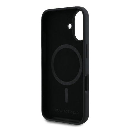 MagSafe Case for Apple iPhone 16 Plus, Karl Lagerfeld, Silicone Ring Karl & Choupette, Black