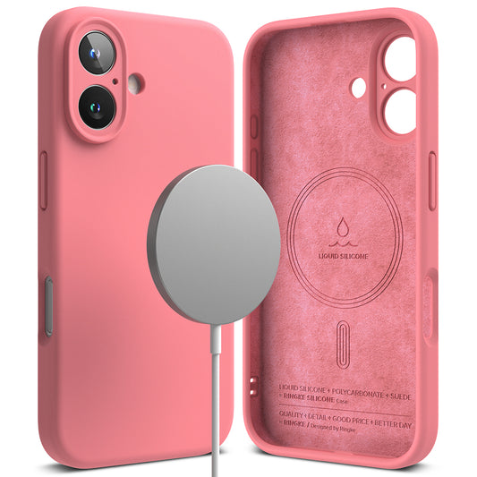 MagSafe tok Apple iPhone 16 Plus-hoz, Ringke, szilikon, rózsaszín