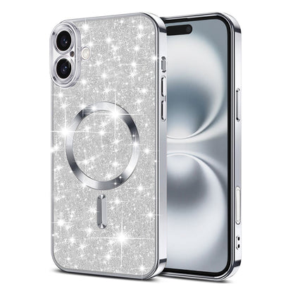 MagSafe tok Apple iPhone 16 Plus-hoz, Techsuit, Luxury Glitter, Ezüst