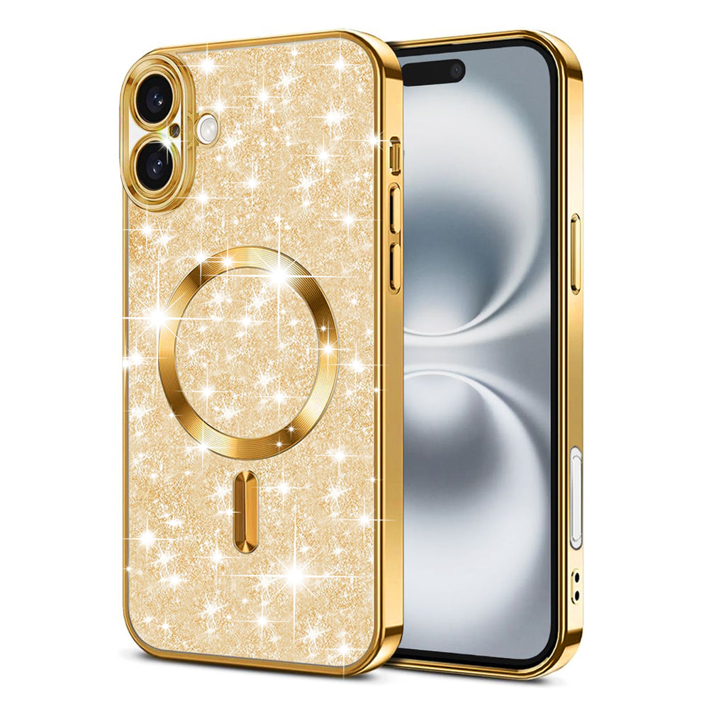 MagSafe tok Apple iPhone 16 Plus-hoz, Techsuit, Luxury Glitter, Arany
