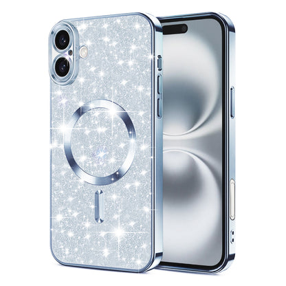 MagSafe tok Apple iPhone 16 Plus-hoz, Techsuit, Luxury Glitter, Kék