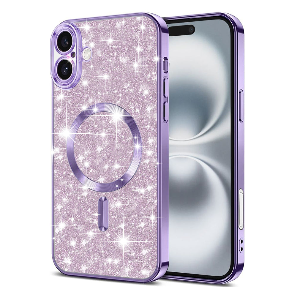 MagSafe tok Apple iPhone 16 Plus-hoz, Techsuit, Luxury Glitter, Világos lila