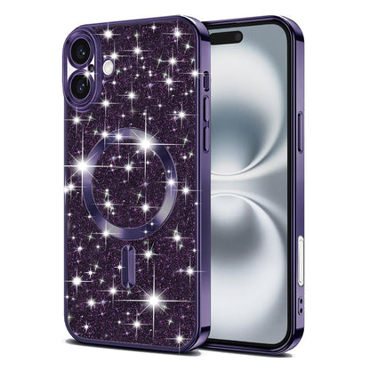MagSafe tok Apple iPhone 16 Plus-hoz, Techsuit, Luxury Glitter, Sötét lila