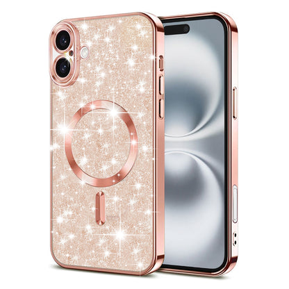 MagSafe tok Apple iPhone 16 Plus-hoz, Techsuit, Luxury Glitter, Rózsaarany