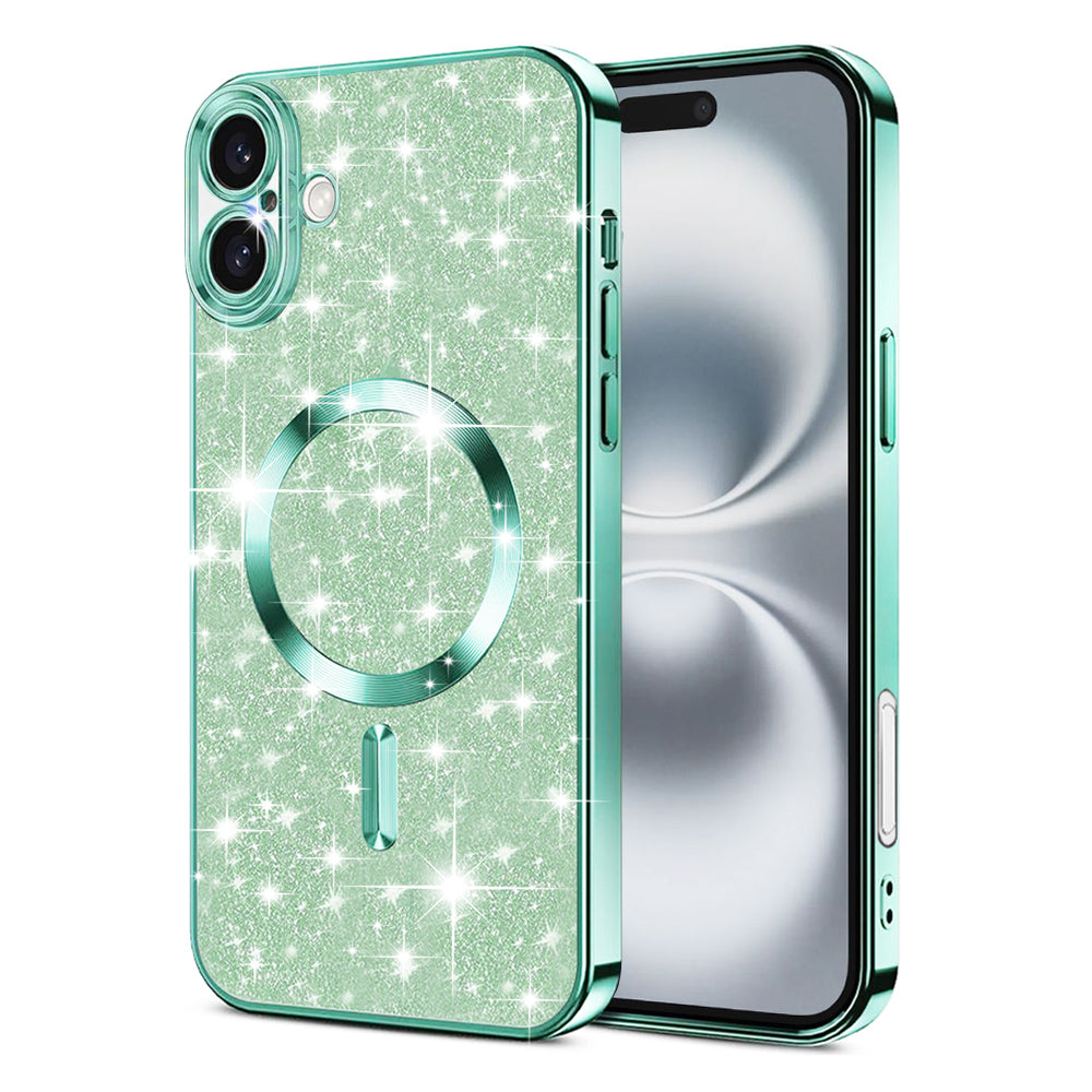 MagSafe tok Apple iPhone 16 Plus-hoz, Techsuit, Luxury Glitter, Világos zöld