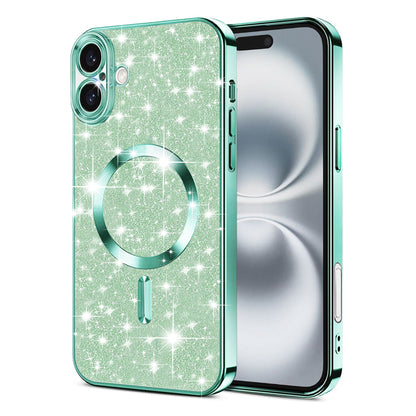 MagSafe tok Apple iPhone 16 Plus-hoz, Techsuit, Luxury Glitter, Világos zöld
