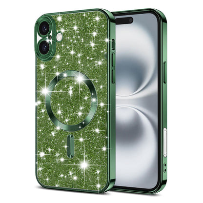 MagSafe tok Apple iPhone 16 Plus-hoz, Techsuit, Luxury Glitter, Sötétzöld