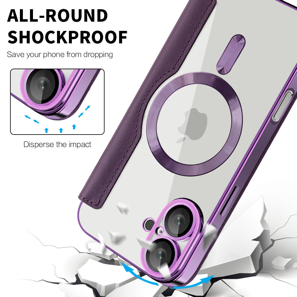 MagSafe Case for Apple iPhone 16 Plus, Techsuit, SmartMag Book, Purple