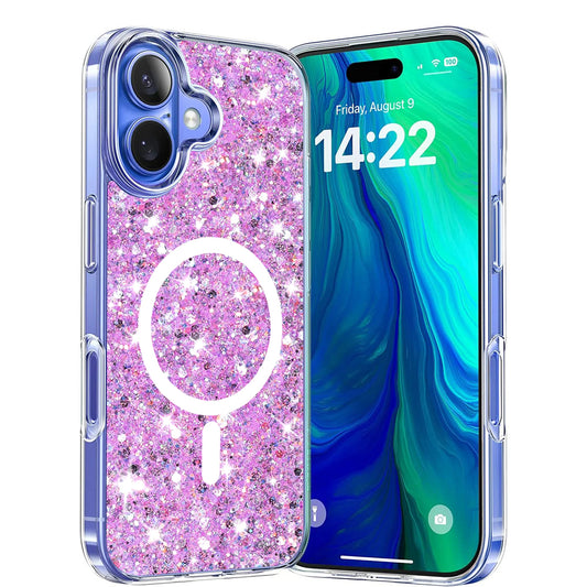 MagSafe tok Apple iPhone 16 Plus-hoz, Techsuit, Csillogó Csillám, Magenta