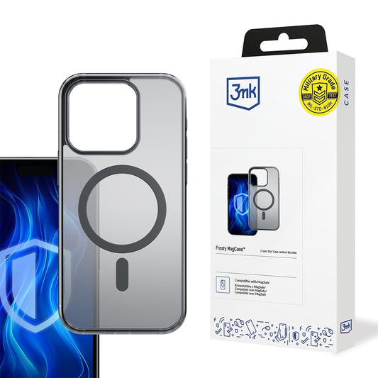 MagSafe tok Apple iPhone 16 Pro-hoz, 3MK, Frosty MagCase, Fekete Szatén
