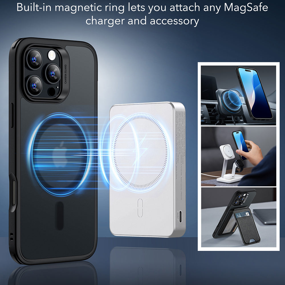MagSafe tok Apple iPhone 16 Pro-hoz, ESR, Classic Hybrid, Szaténfekete