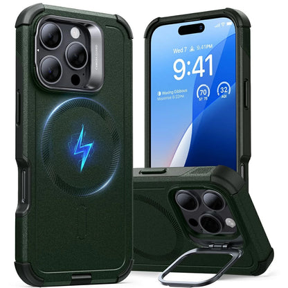 MagSafe tok Apple iPhone 16 Pro-hoz, ESR, Cyber Armor Kickstand, Zöld