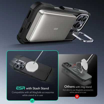 MagSafe tok Apple iPhone 16 Pro-hoz, ESR, Cyber Armor Kickstand, Zöld