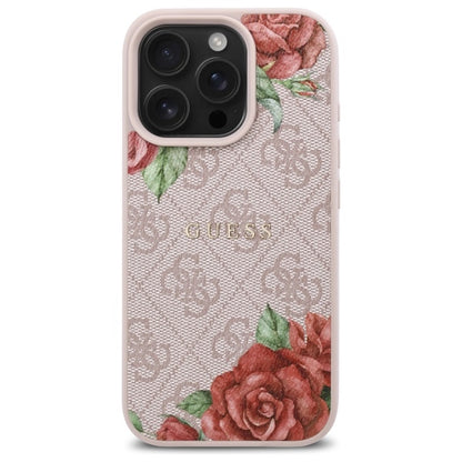 MagSafe tok Apple iPhone 16 Pro-hoz, Guess, 4G Flowers Print, Rózsaszín