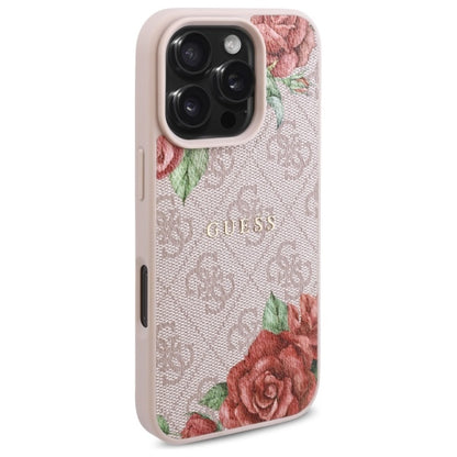 MagSafe tok Apple iPhone 16 Pro-hoz, Guess, 4G Flowers Print, Rózsaszín