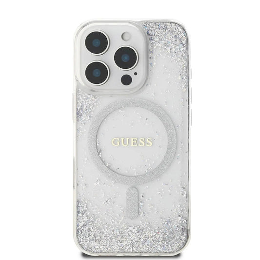 MagSafe tok Apple iPhone 16 Pro-hoz, Guess, IML Glitter Gradient, Ezüst