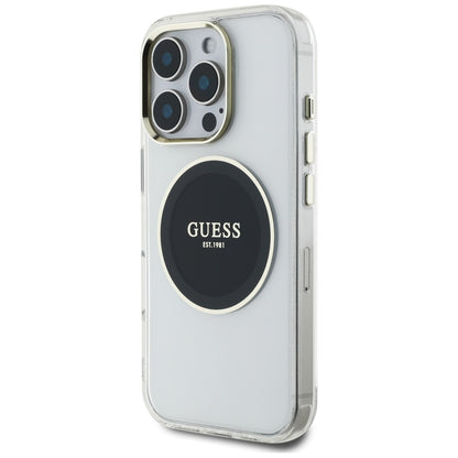 MagSafe tok Apple iPhone 16 Pro-hoz, Guess, IML Metal Colored Circle, Fekete