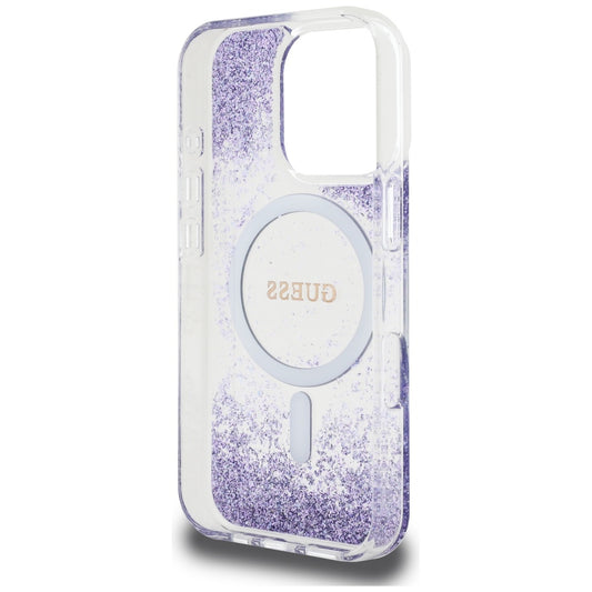 MagSafe tok Apple iPhone 16 Pro-hoz, Guess, Resin Bottom Glitter, Lila