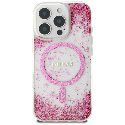 MagSafe tok Apple iPhone 16 Pro-hoz, Guess, Resin Bottom Glitter, Rózsaszín