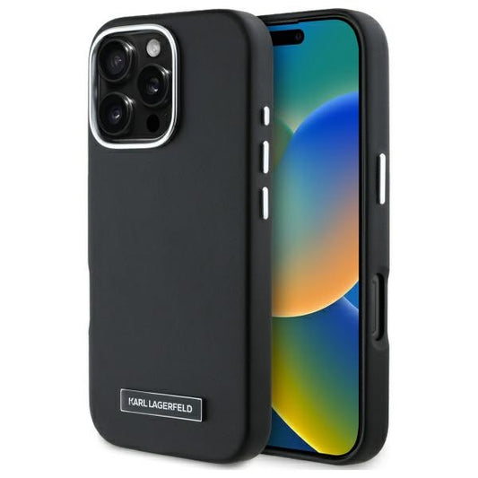 MagSafe tok Apple iPhone 16 Pro-hoz, Karl Lagerfeld, FW Metal Plate, Fekete