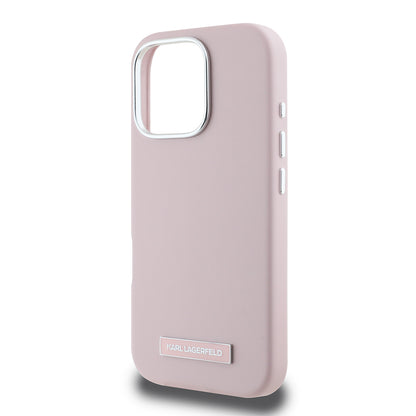 MagSafe tok Apple iPhone 16 Pro-hoz, Karl Lagerfeld, FW Metal Plate, Rózsaszín