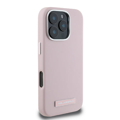 MagSafe tok Apple iPhone 16 Pro-hoz, Karl Lagerfeld, FW Metal Plate, Rózsaszín