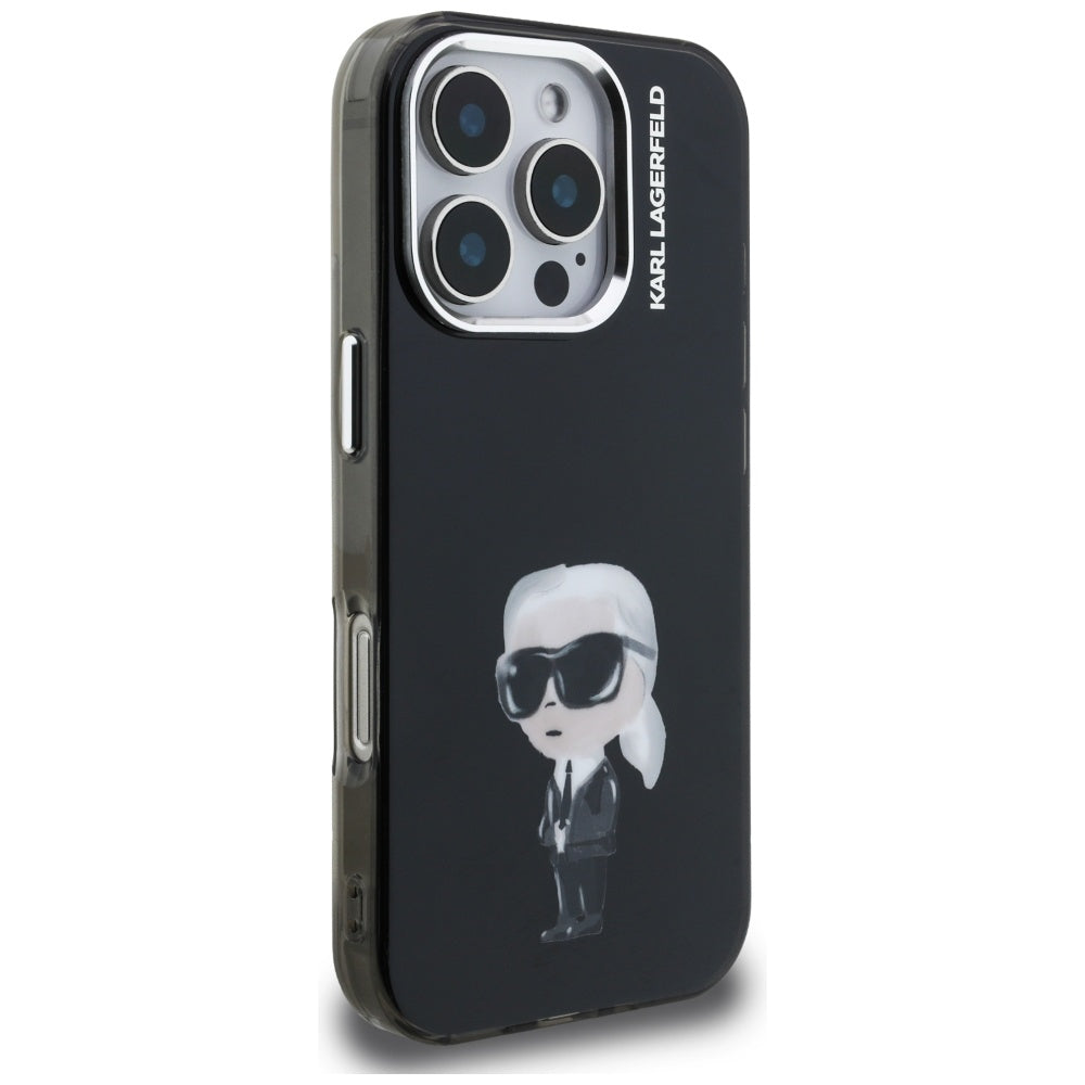 MagSafe tok Apple iPhone 16 Pro-hoz, Karl Lagerfeld, IML Aquarelle Logo Karl, Fekete