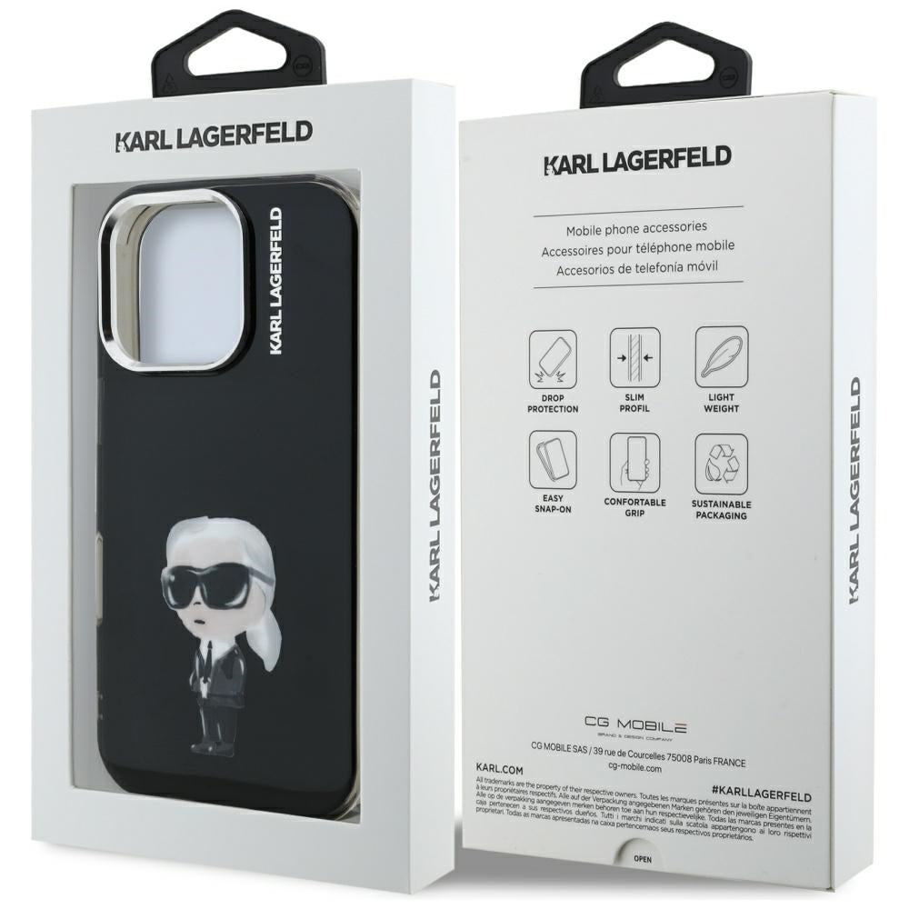 MagSafe tok Apple iPhone 16 Pro-hoz, Karl Lagerfeld, IML Aquarelle Logo Karl, Fekete