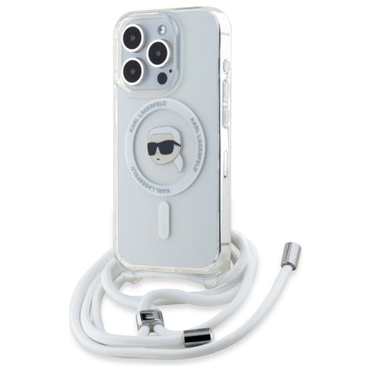 MagSafe tok Apple iPhone 16 Pro-hoz, Karl Lagerfeld, IML Crossbody Karl's Head, Átlátszó