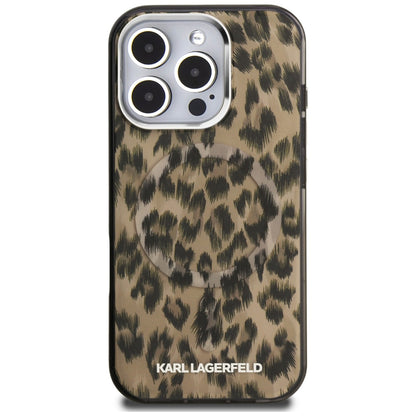 MagSafe tok Apple iPhone 16 Pro-hoz, Karl Lagerfeld, IML Leopard minta, Barna