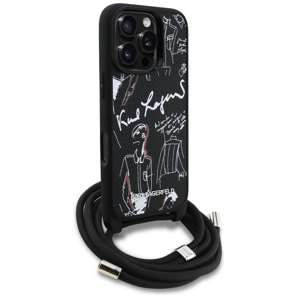 MagSafe tok Apple iPhone 16 Pro-hoz, Karl Lagerfeld, Saffiano Crossbody, Fekete